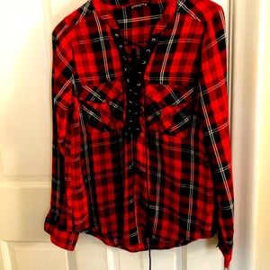 Express red plaid shirt